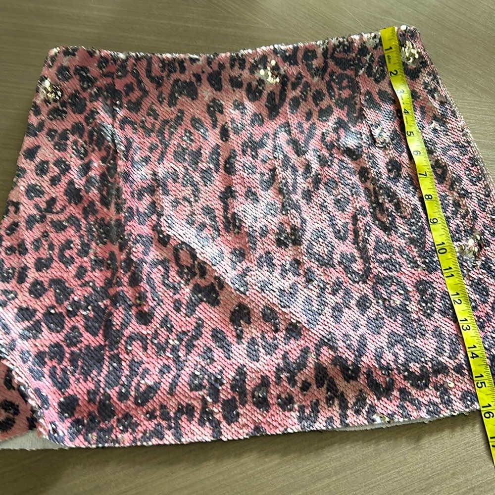 Free people pink sequined cheetah mini skirt